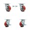 Service Caster 4 Inch Red Poly on Cast Iron Caster Set with Ball Bearings 2 Swivel Lock 2 Brake SCC-30CS420-PUB-RS-BSL-2-TLB-2 - alternate 1